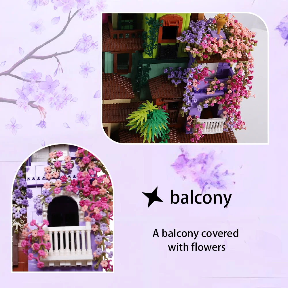 Architectuur Kersenbloesem Villa Boomhut Micro Bouwstenen Set voor Meisjes 14+ 7080PCS, Bloemenhuis Creatief Collectible