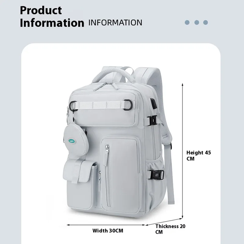 Large-capacity business laptop backpack for business trips and travel, waterproof oxford fabric, USB port, shoe compartment