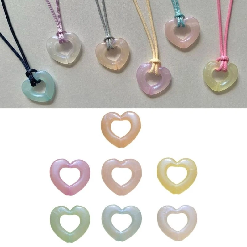  Hollow Heart Pendants Resin Material for Bracelet Bangle Necklace Jewelry Making