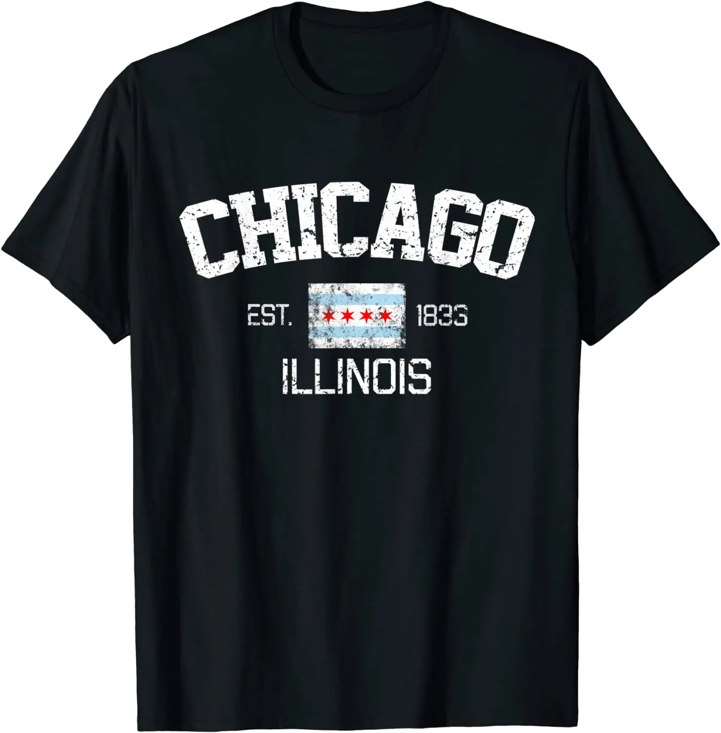 

Vintage Chicago Illinois Est. 1833 Men Women T-Shirt Oversized T Shirt Casual Cotton Daily Four Seasons Tees Streetwear Short