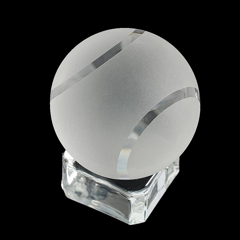 

38MM Crystal Tennis Ball 3D Geometric Shape Frosted Faceted Glass Model Display Stand Desktop Paperweight Gift Craft Decoration