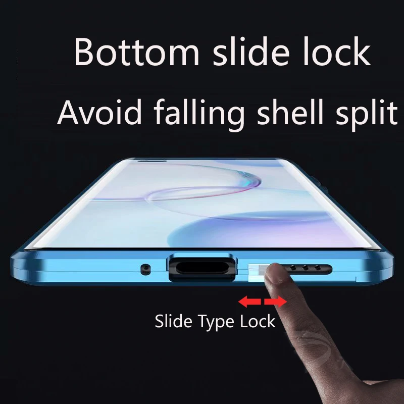 حافظة حماية بعدسة من الزجاج المقسى مزدوجة الجوانب لهاتف هواوي نوفا Y73 Y72s Y70 Y71 Y90 Y91 حافظة هاتف بممتص الصدمات المغناطيسي المعدني