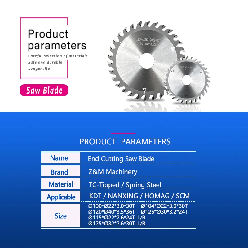 TCT Saw Blade for End Cutting Parts of Edge Bander Woodworking Machine Accessories for Homag USIKRAFT SCM BIESSE NANXING KDT