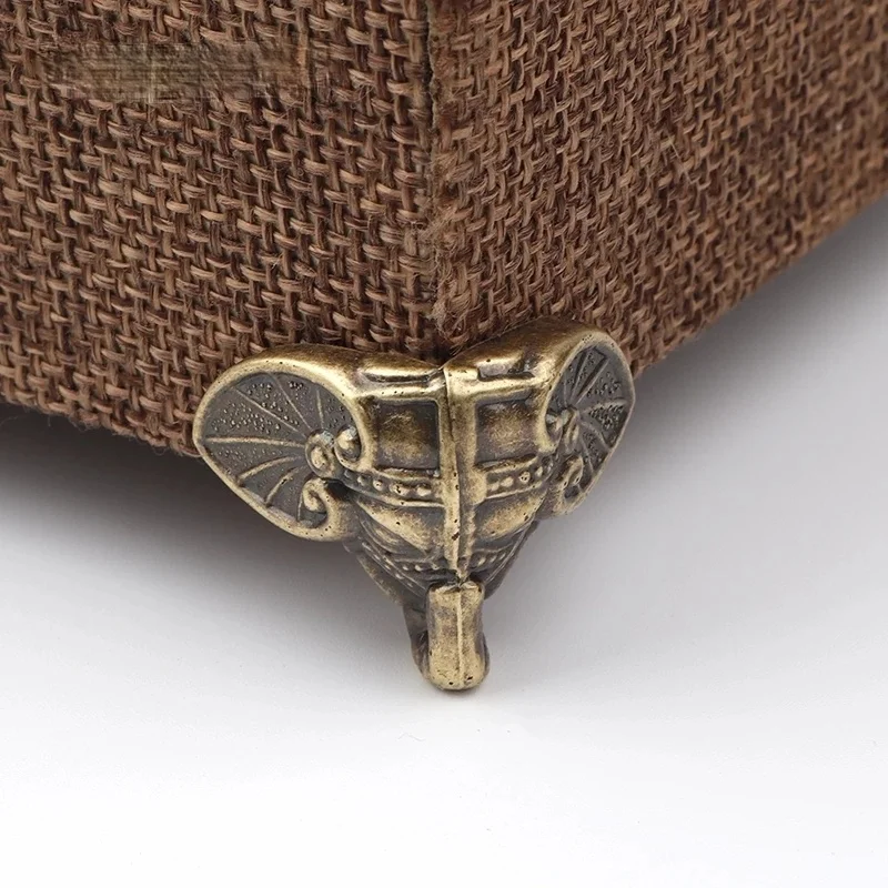 4PCS Antique Elephant Vintage Bronze Jewelry Chest Box Wooden Case Decorative Protection Feet Leg Plastic Material decoration