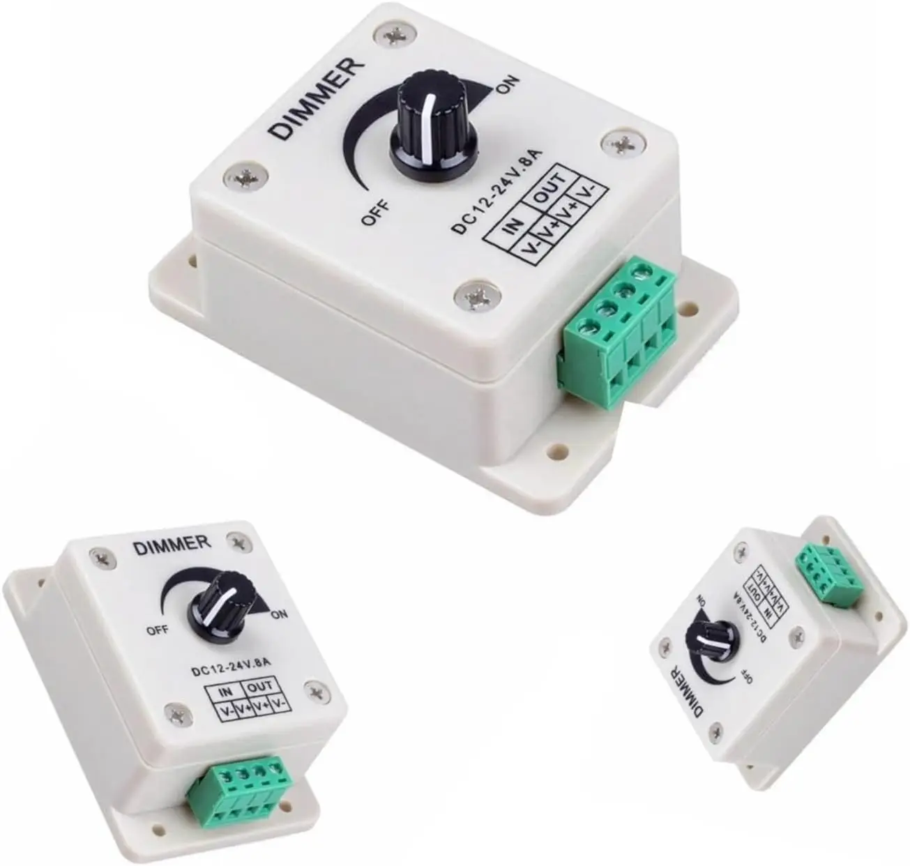 

12-24V 8A Voltage Regulator LED Dimmer Switch Controller Adjustable for Light Power Supply Compatible with LED Lamps And Strip