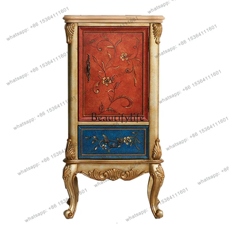 56American Painted Phone Side Table Side Cabinet Decorative Hallway Corner Cabinet