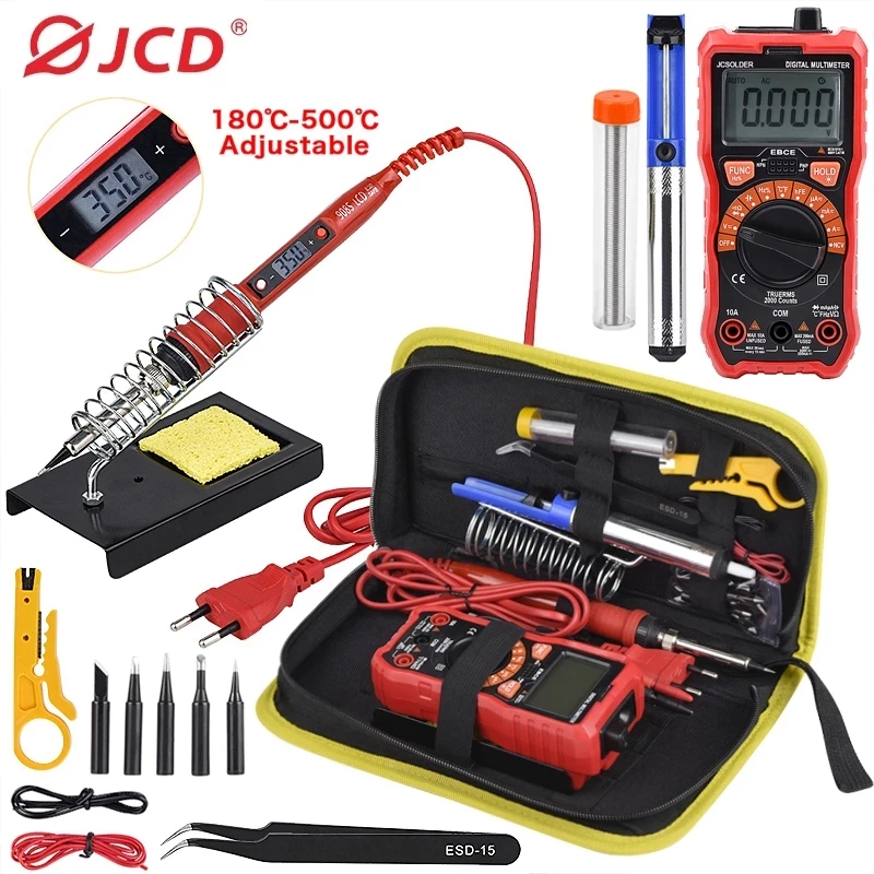 JCD 908S Elektrische Soldeerbout LCD Digitale Multimeter Set 80W 220V 110V Verstelbare Temperatuur Soldeer Lassen reparatie Tools DIY