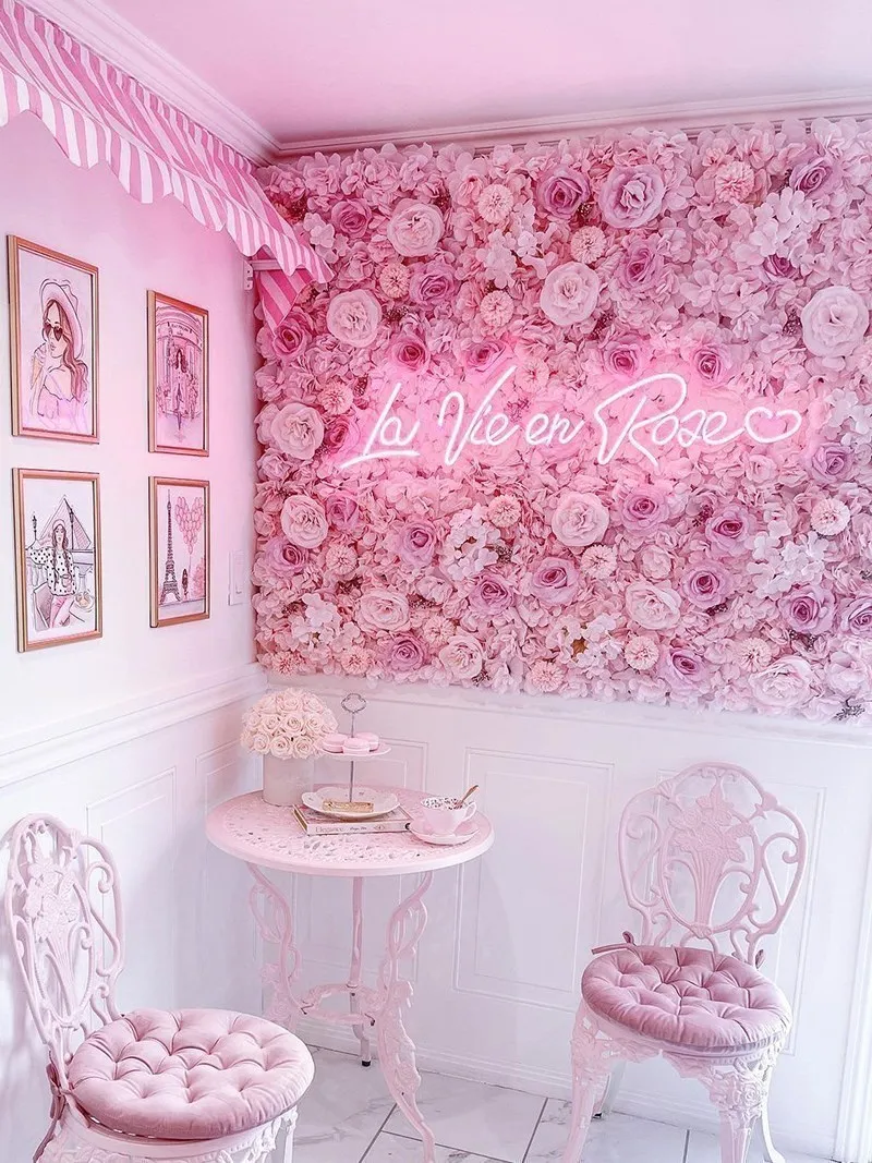 Pink Silk Rose Flower Wall Artificial Flower For Wedding Decoration BabyShow Party Birthday Gift Home Backdrop Decor