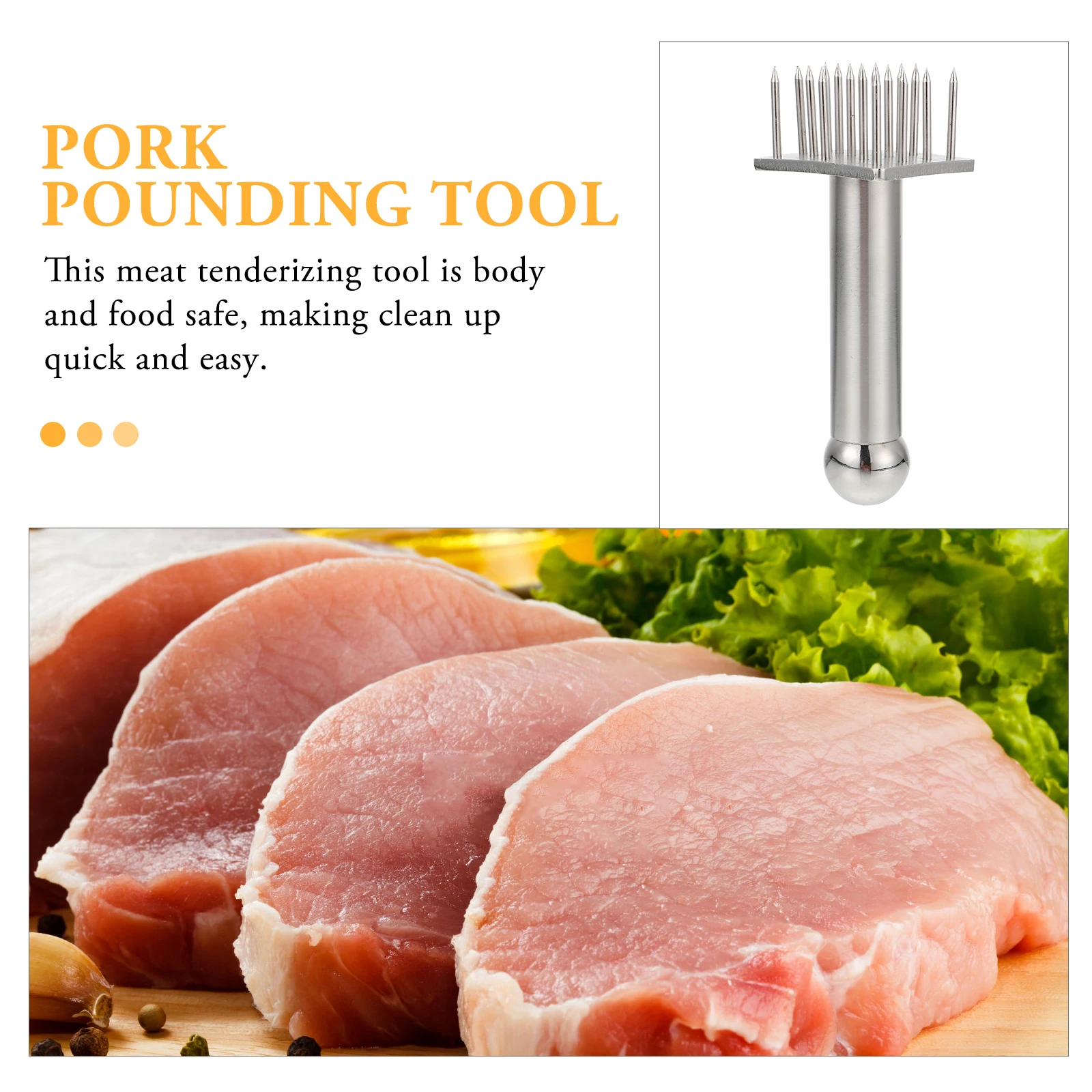 

1pc Stainless Steel Meat Tenderizer Needle Tool with Vertical Pounding Needles for Beef Pork Steak Fish Kitchen Supply