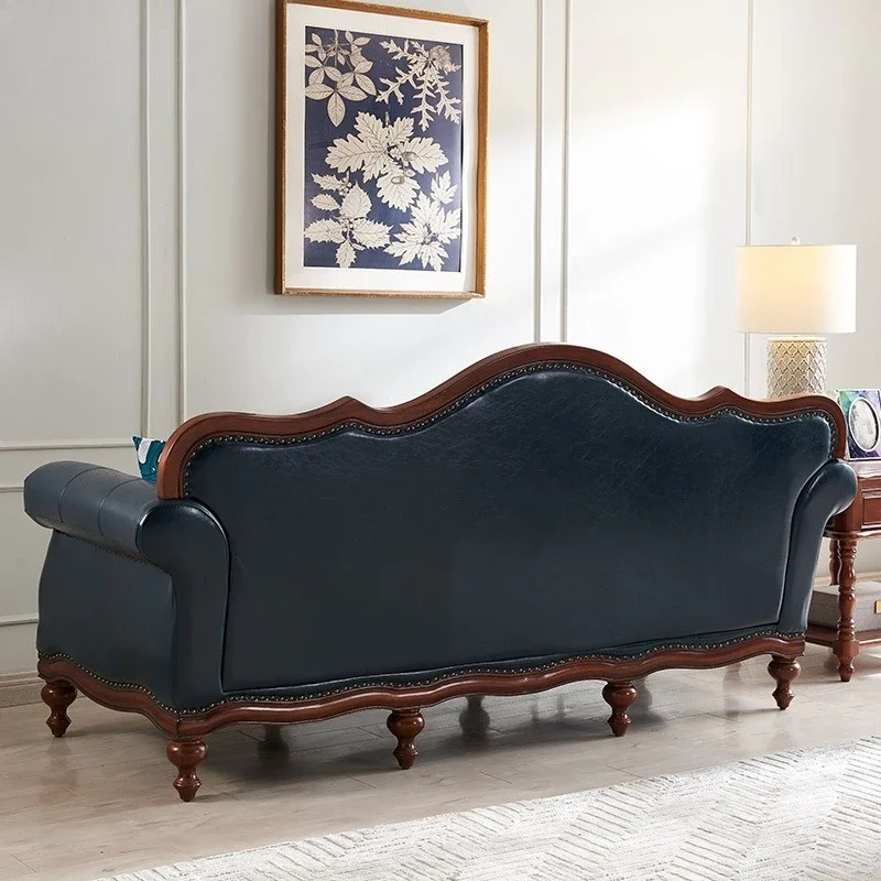 Solid wood leather art sofa fabric art four-person living room double leisure N326 furniture U shape