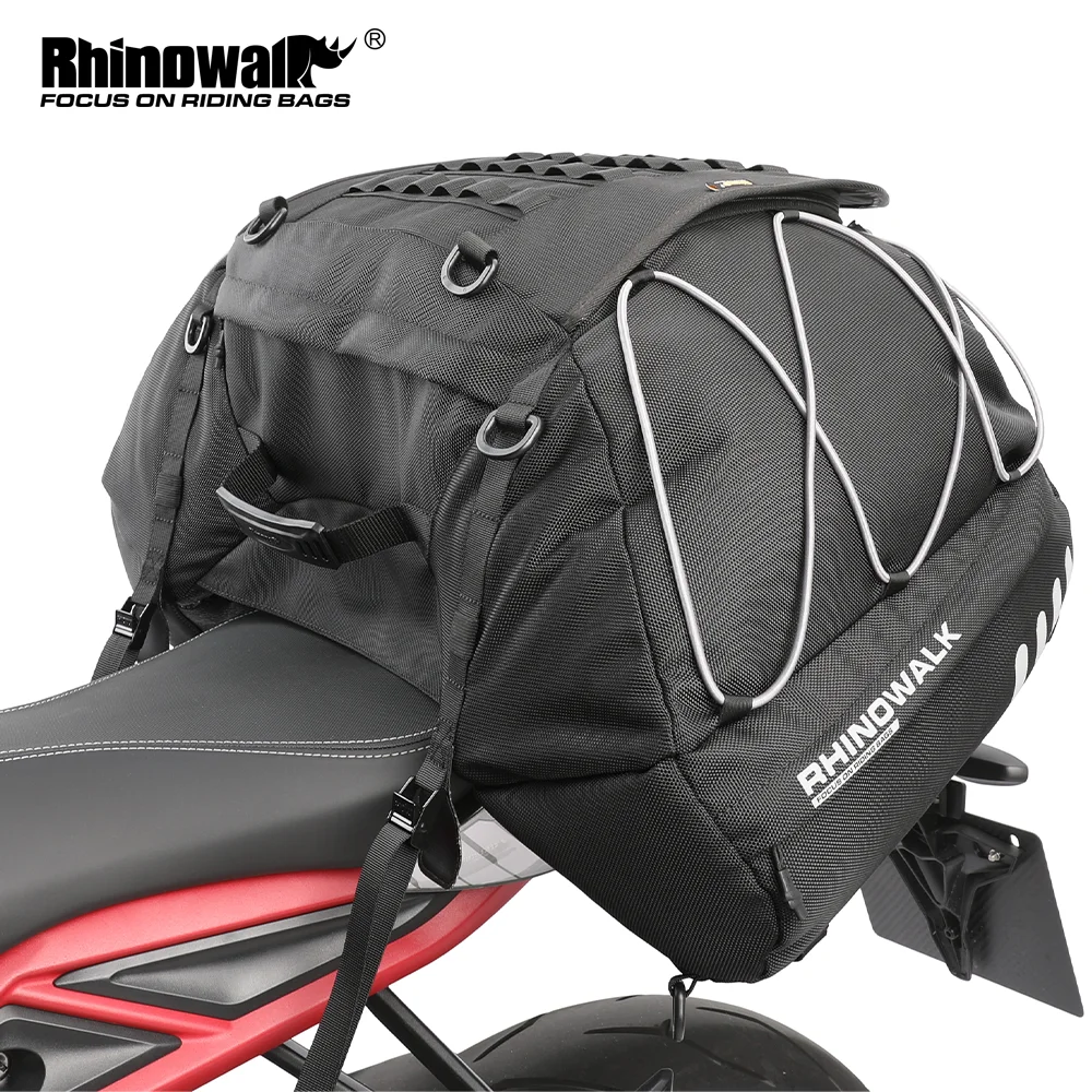 

Rhinowalk Motorcycle Bag Waterproof 35L-50L Motor Tail Back Seat Bag Expandable Large Capacity Cargo Bag Outdoor Travel Luggage