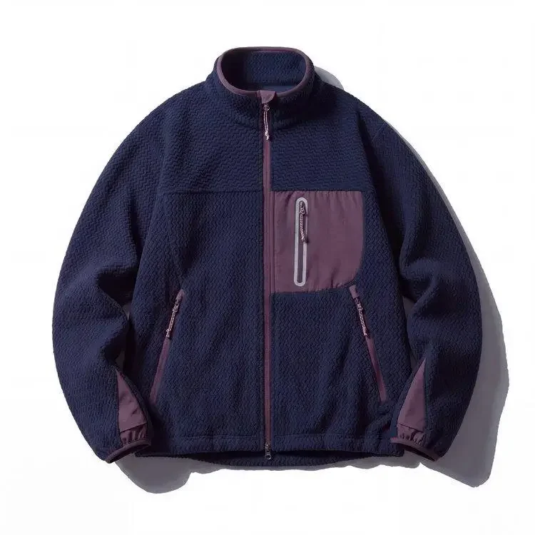 Unisex Herbst-Winter Outdoor-Fleecejacke - Warmer Mantel mit Wellenmuster und Sherpa-Futter für Paare – Detail 3