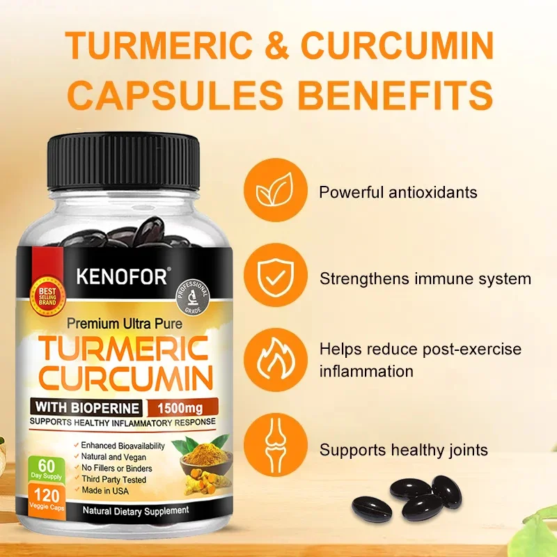 Curcumin & Black Pepper - Highly Absorbed, Ultra-Strength Turmeric Supplement - for Joint Support, Pain Relief, Antioxidant