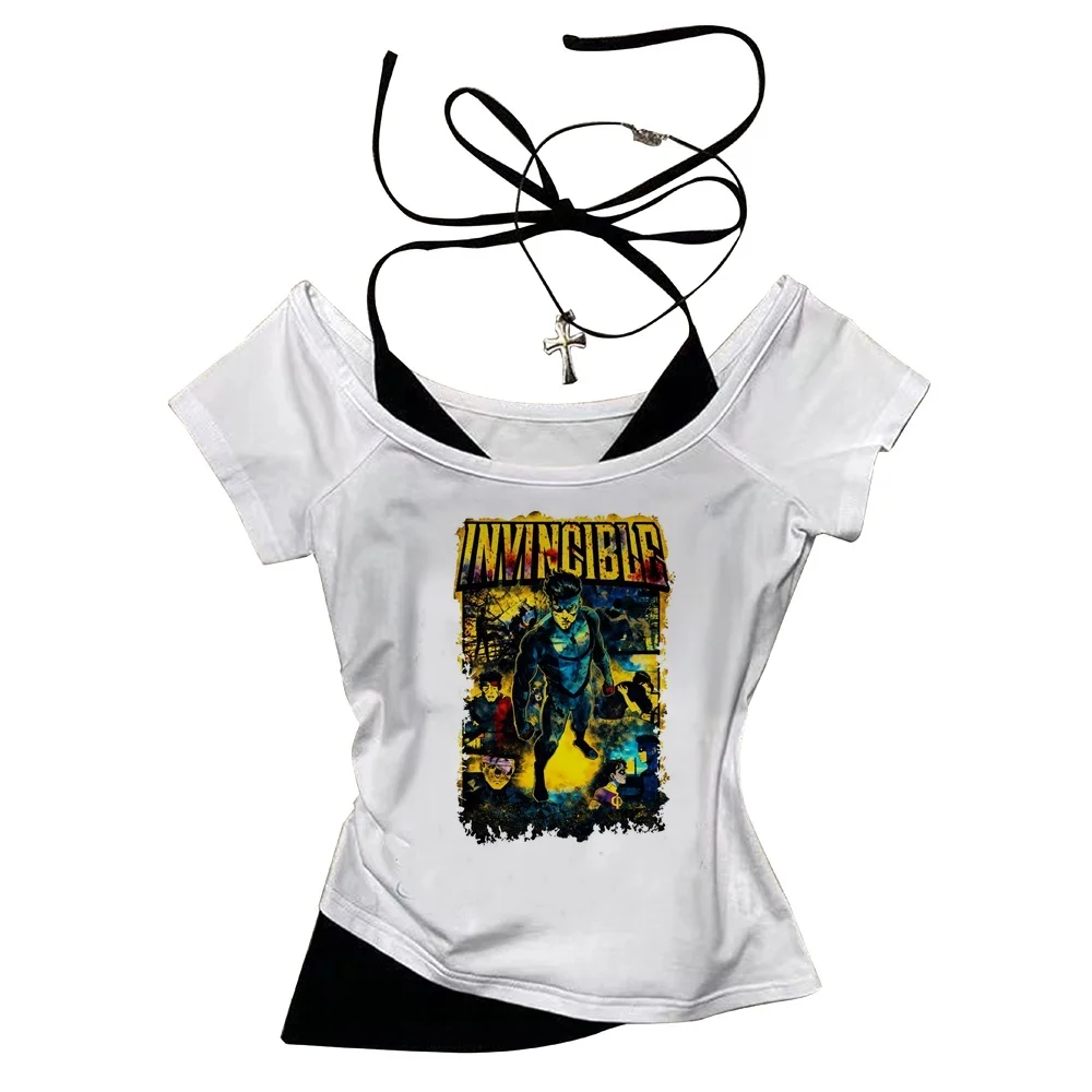 Invincible crop top shoujo harajuku dollette funny graphic summer tshirt dollette anime streetwear