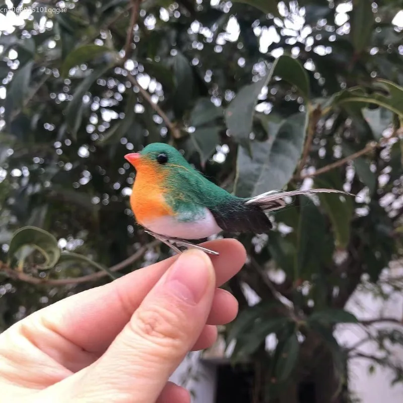 2024 New Robin Bird Decoration Artificial Feather Bird Craft Ornament Simulation Little Robin Bird Outdoor Garden Ornaments