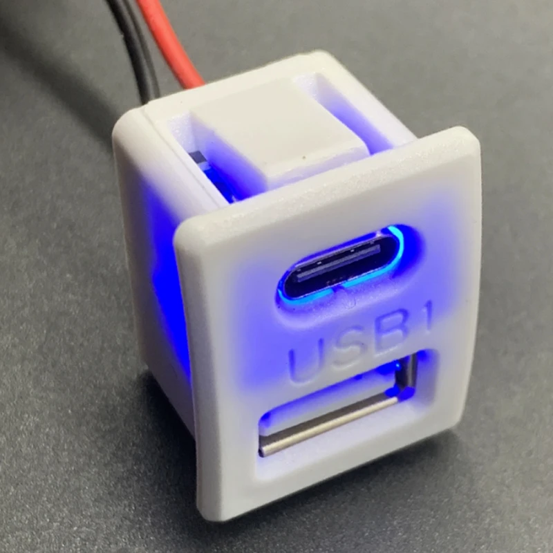 Double Layer Usb Female Base Type-C Socket and Female Usb Lamp Charging Socket Power Socket With Cable Connector Line Length 7CM