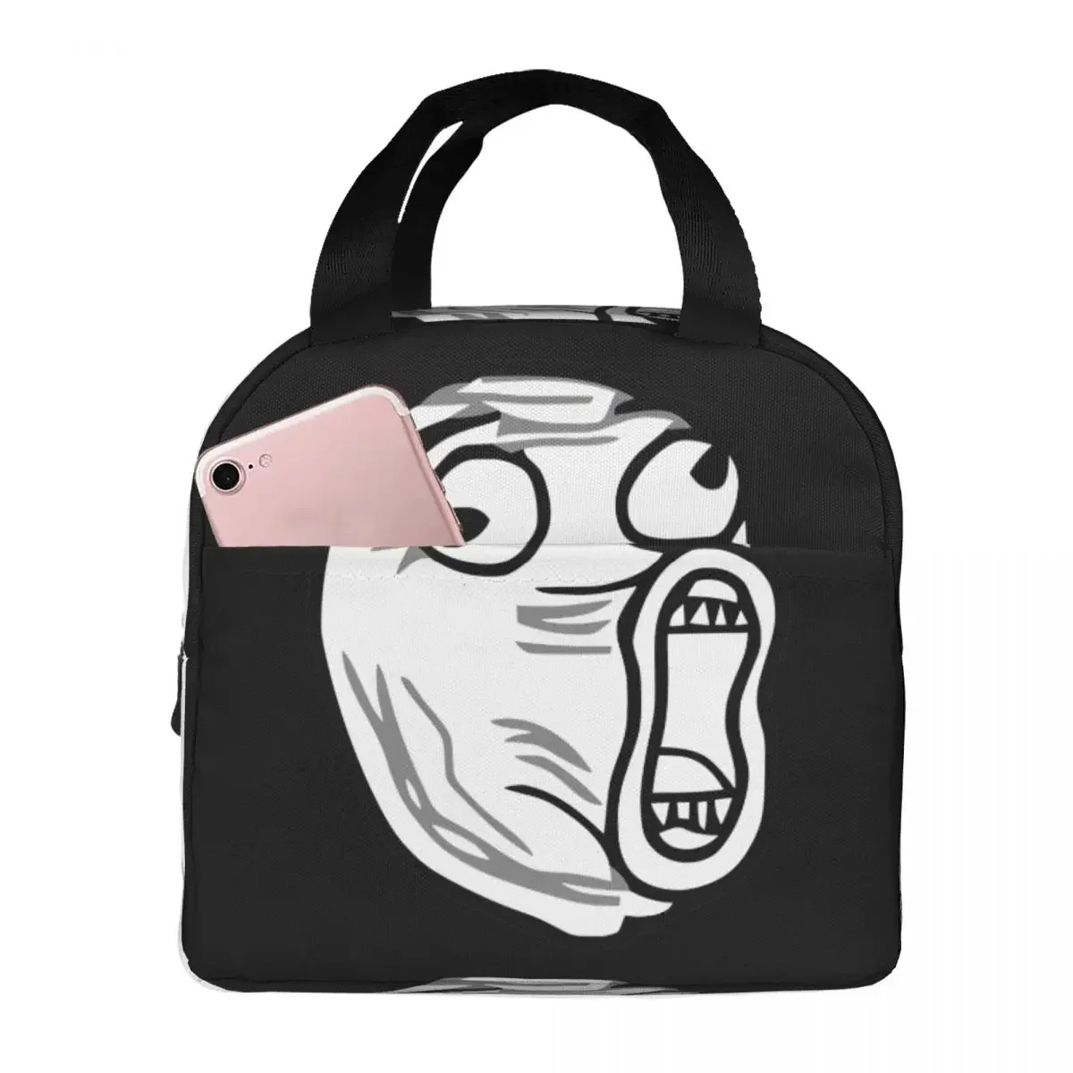 Trollface Meme Insulated Lunch Bag Thermal Bag Reusable Rage Comic Funny Anime Leakproof Tote Lunch Box Girl Boy Beach Outdoor