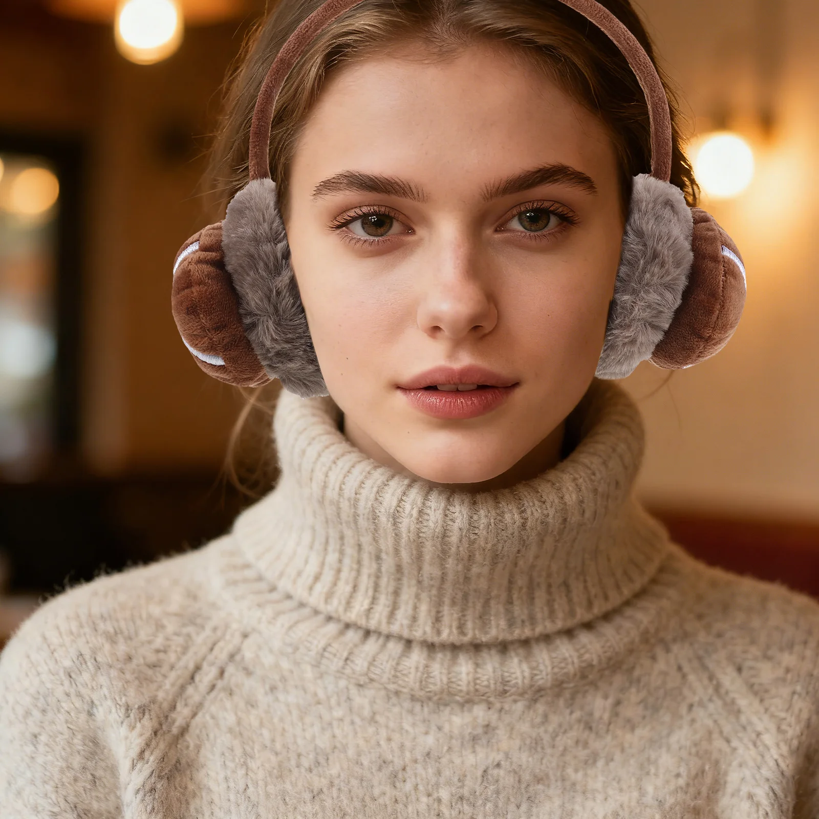 غطاء للأذنين فروي دافئ في الهواء الطلق للطقس البارد، عصابة رأس مقاومة للرياح للرياضات الشتوية وركوب الدراجات والجري ومعدات الصيد #2