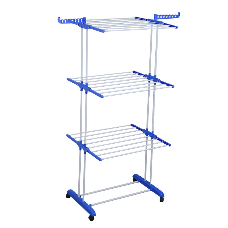 

Household folding telescopic floor-to-ceiling double-rod hanger Foldable drying rack Metal iron drying rack