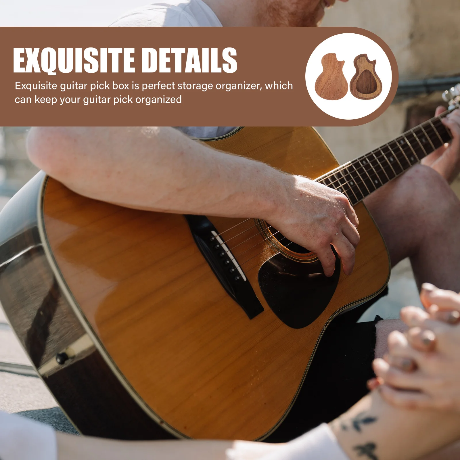 

Creative Wooden Guitar Smooth Polished Storage Organizer For Guitar Bass Ukulele Plectrum Container Case Safe Space