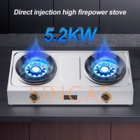 Home Kitchen Tabletop 4.0KW/4.8KW/5.2KW Fierce Fire Gas Stove Liquefied Gas Natural Gas Double-head Stove Flameout Protection
