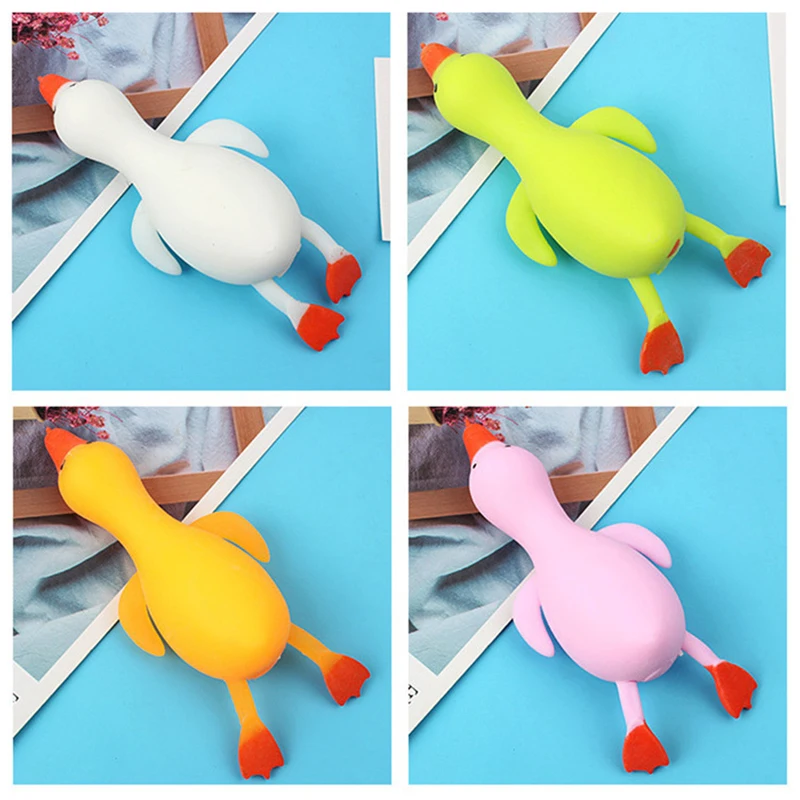 1Pc Z30 Duck Shape Toy Bounce And Decompression White Cartoon Shape Pressure Relief Duck Lala Duck