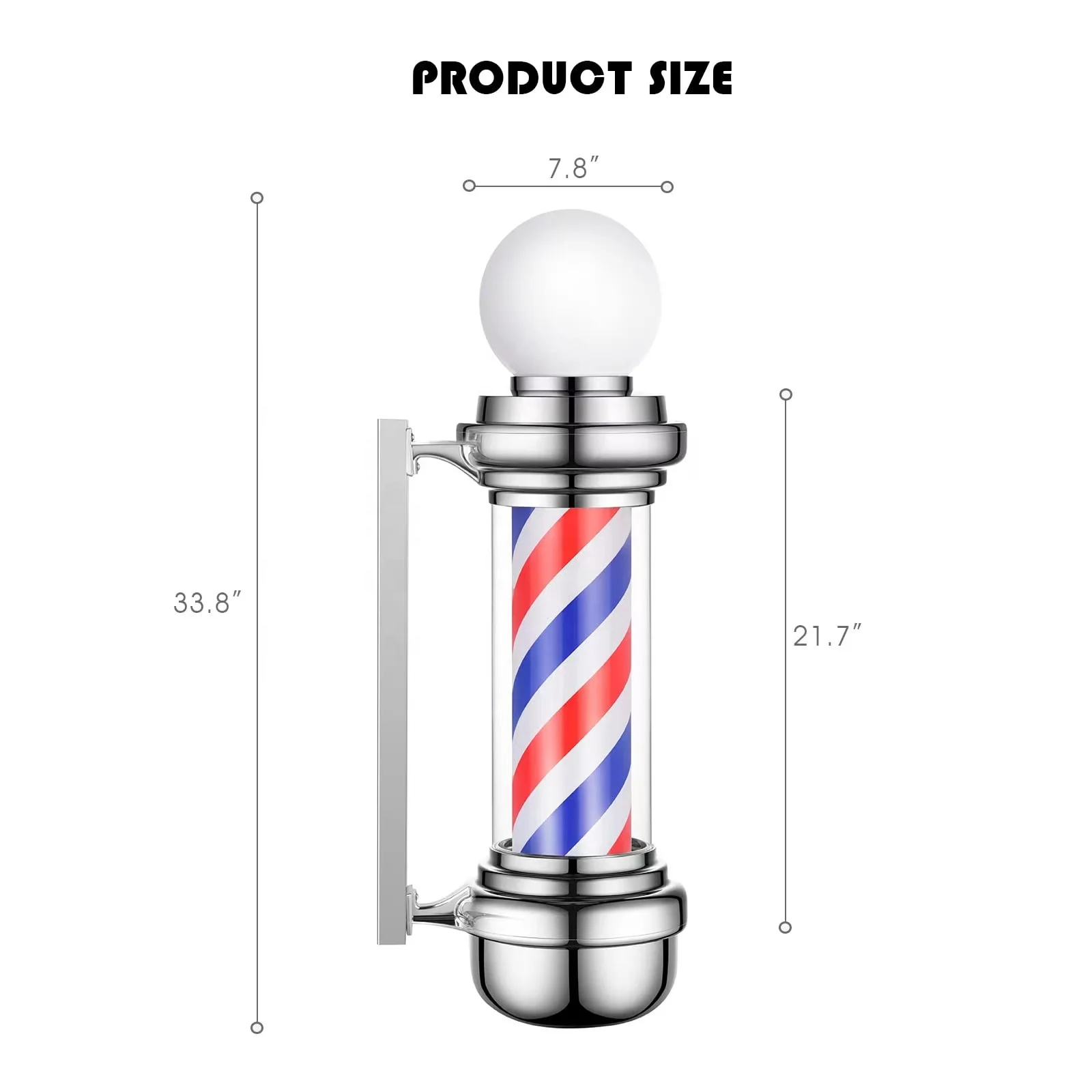 Barberpub barber pole rotating led strips light metal hair salon beauty furniture wayfair hot sale