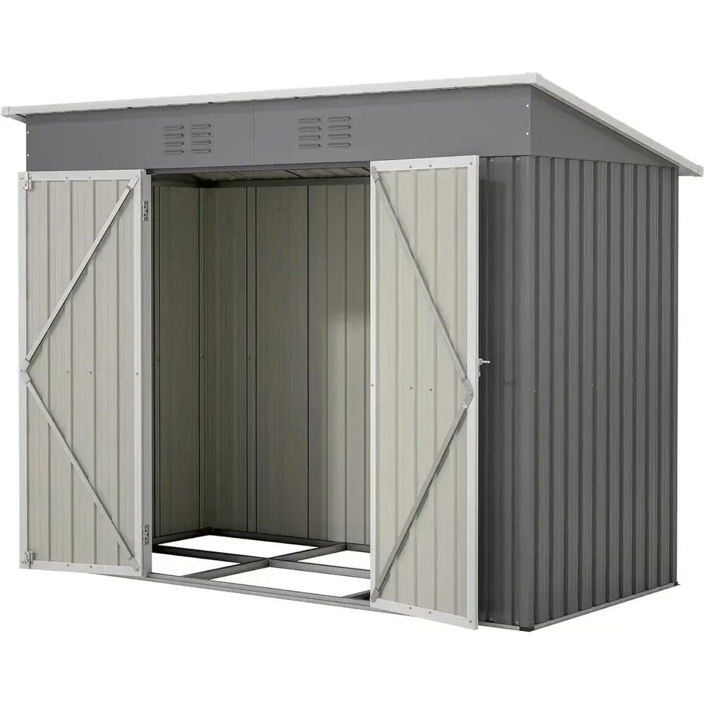 Outdoor Metal Storage Shed, Steel Utility Tool Shed with Double Lockable Doors and Air Vent for Backyard, Garden, Patio, Lawn -