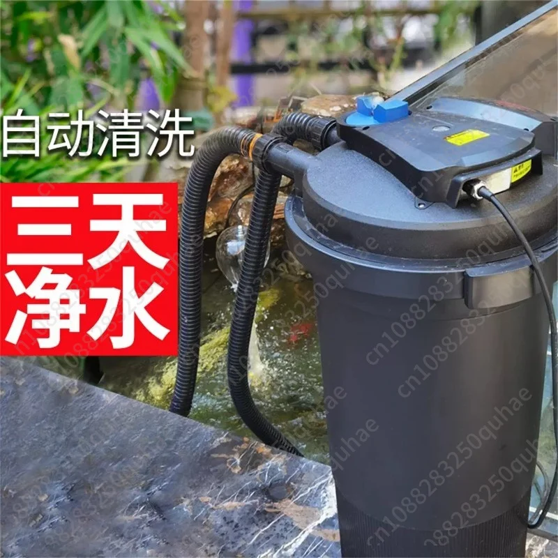 Outdoor Large Fish Pond Circulating Water Treatment Equipment, Automatic Filter Barrel Purification System