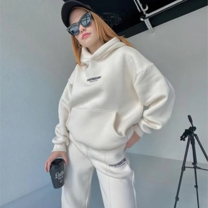  Fashion Women's Sports Suit Autumn Winter  Irregular Letter Printed Sweatshirt Sports Trouser Suits New Casual Set For Women