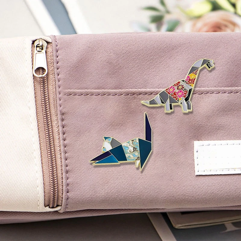 Cartoon Geometric Dinosaur Cat Design Brooch Alloy Enamel Pin Kids Badge DIY Clothing Bags Hat Scarf T-shirt Jeans Accessory view 5