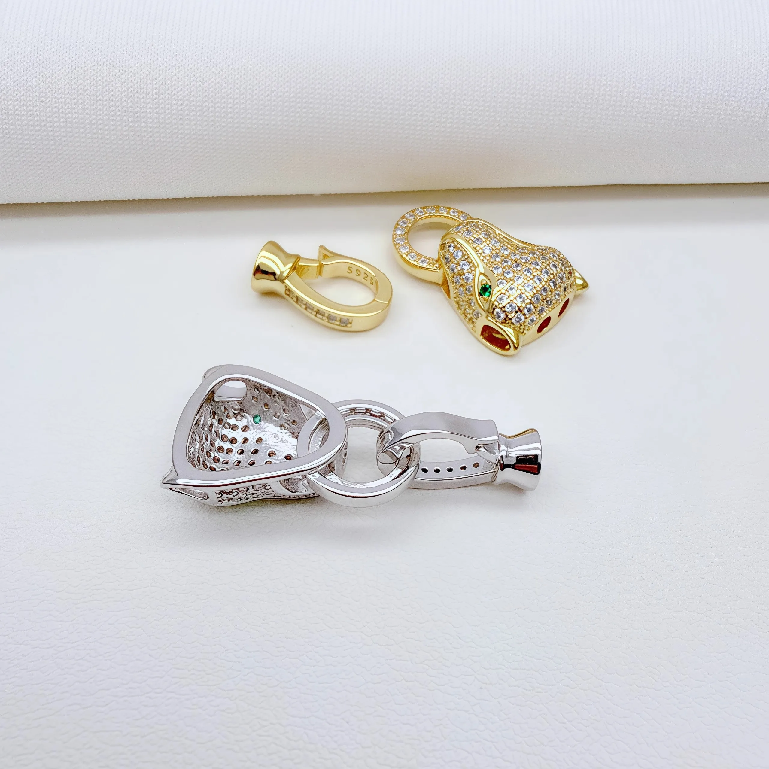 MeiBaPJ 925 Sterling Silver Leopard Clasp Accessory Fine Wedding Jewelry for Women