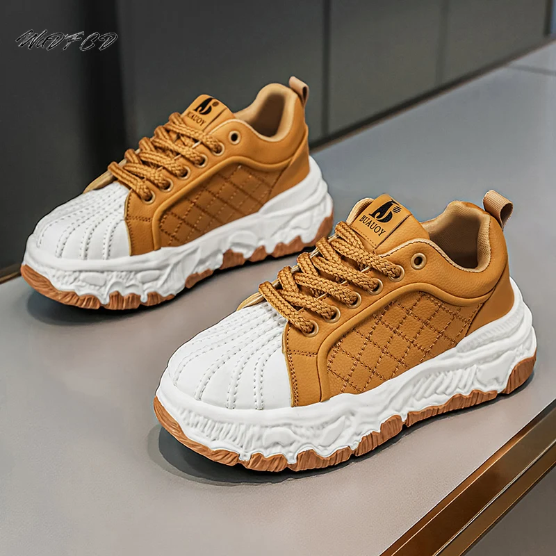 

Chunky Sneakers Mens Original Designer Dissolved Sole Sports Shoes Fashion Casual Leather Height Increased Platform Board Shoes
