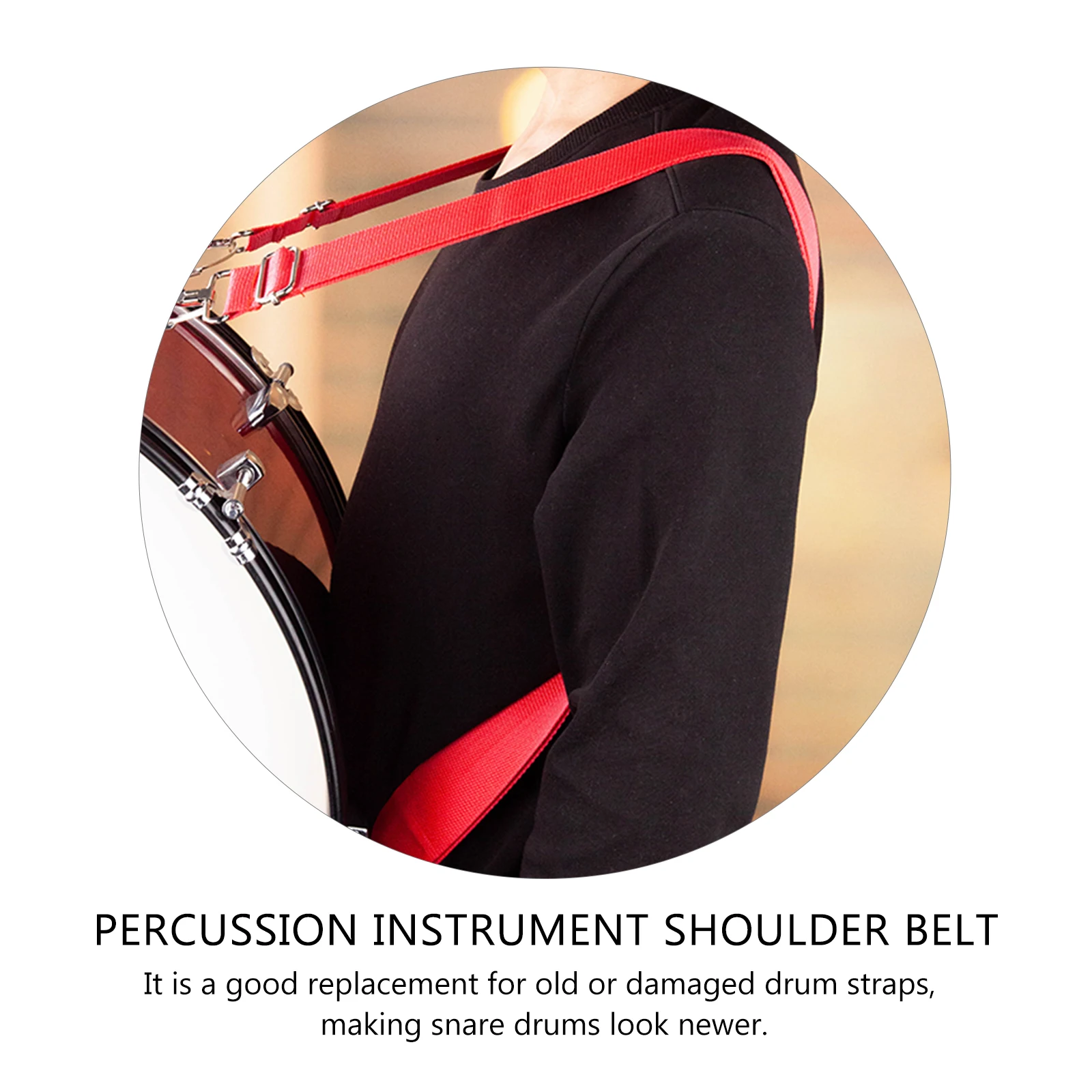 

Adjustable Snare Drum Shoulder Strap Metal Hook Red Color Wide Belt Percussion Instrument Sling Suitable School Marching