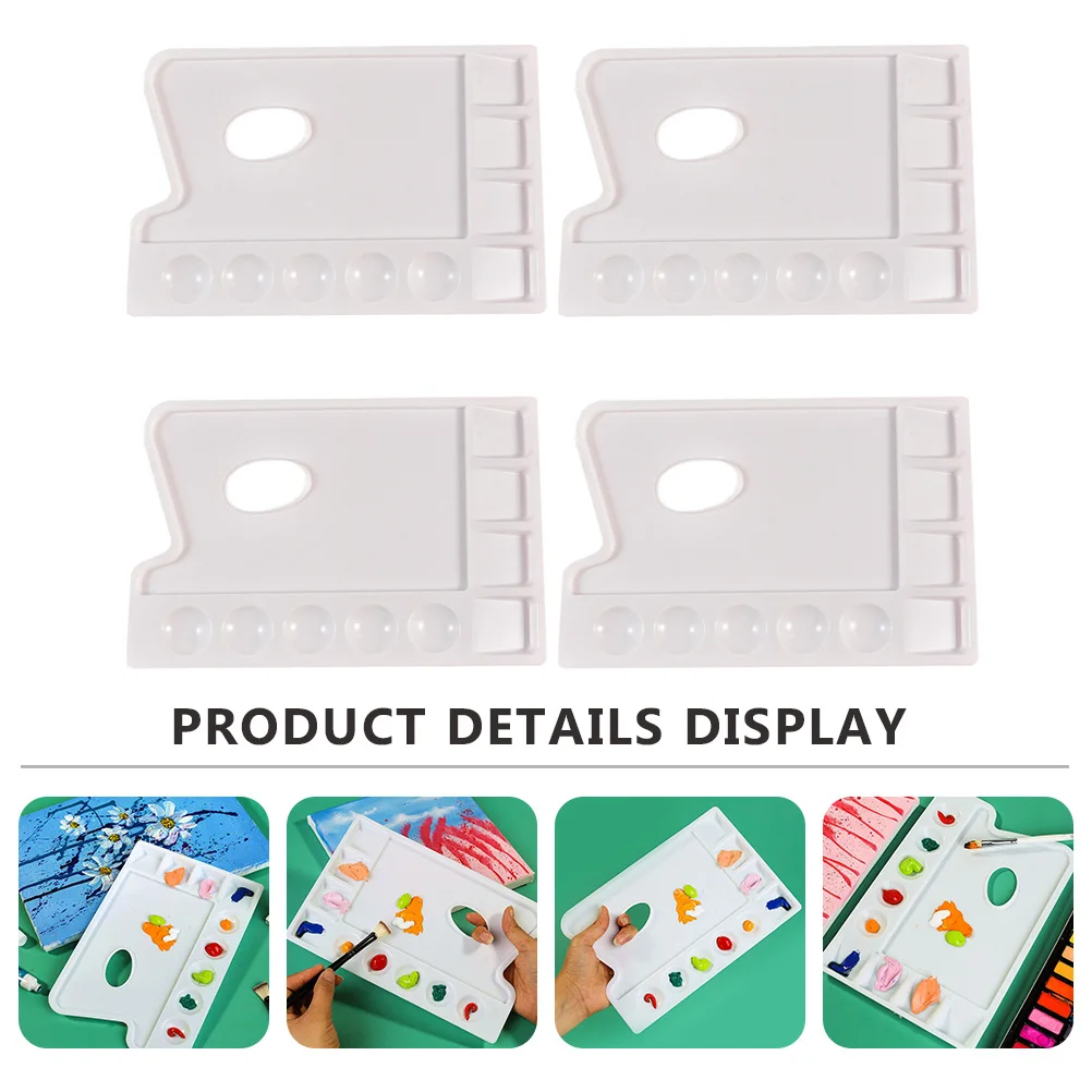 

4Pcs Large Capacity 9Grids Plastic Palette Mixing Board Watercolor Paint Trays Supplies Student Artist Use Painting