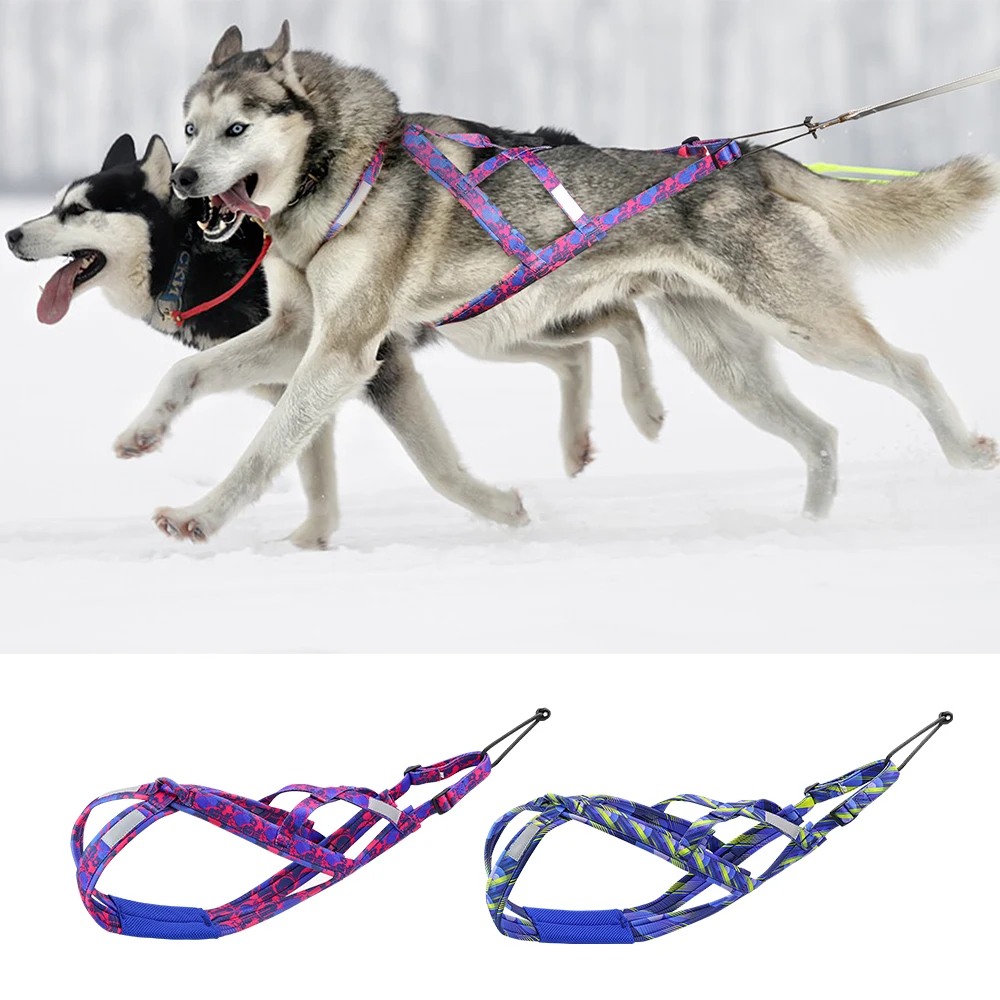 Big Dog Sledding Harness Reflective Pet Weight Pulling Sled Harness Mushing Back Harness For Medium Large Dogs Scootering