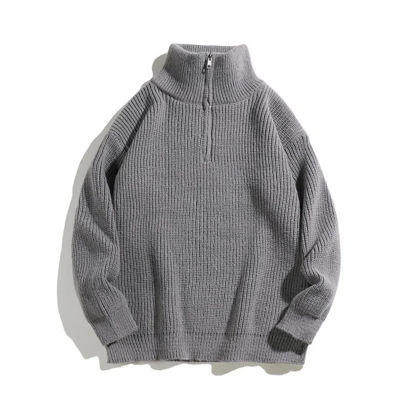 เสื้อสเวตเตอร์ซิปครึ่งตัว ผู้ชาย ฤดูใบไม้ร่วงและฤดูหนาว คอสูง แบรนด์แฟชั่น เสื้อซับใน เสื้อท็อปลำลอง เสื้อไหมพรมคู่รัก