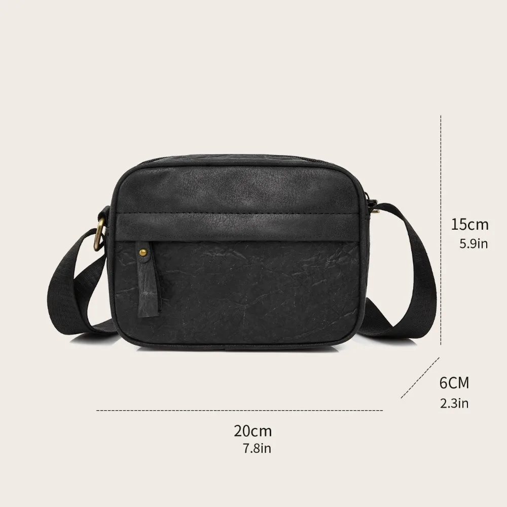 Tyvek Crossbody Bag Portable Retro Style Zippered Shoulder Bag Large Capacity Waterproof Fashion Chest Bag Men/Women