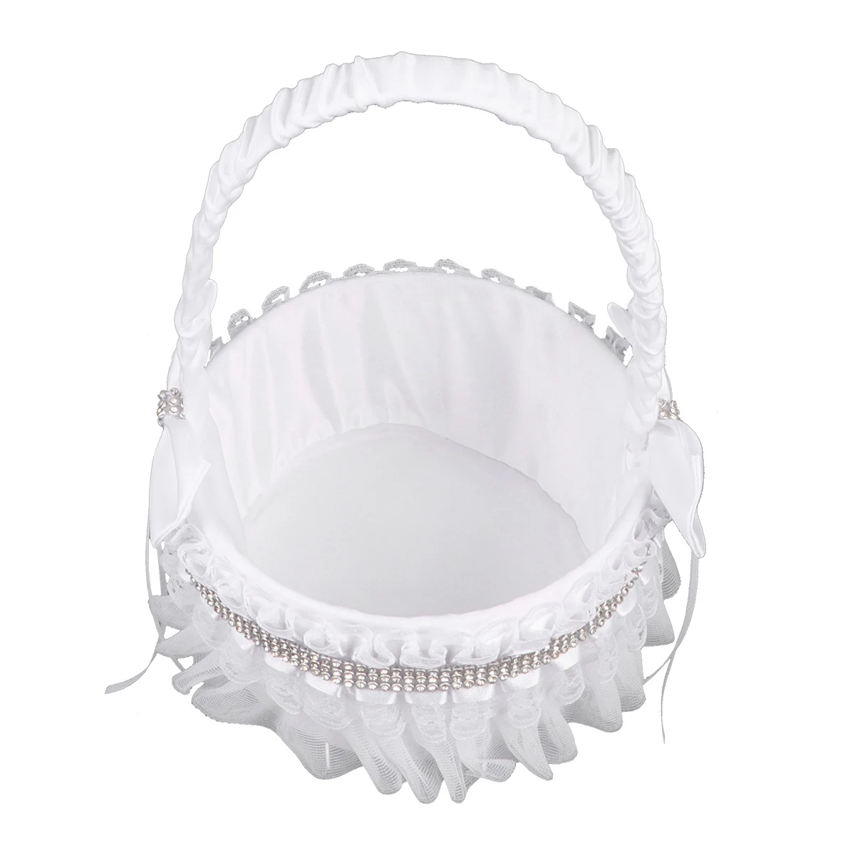 

Elegant Rhinestone Wedding Baskets Bride Decorations Lightweight Flower Girl Basket Storage Reusable Romantic Banquet