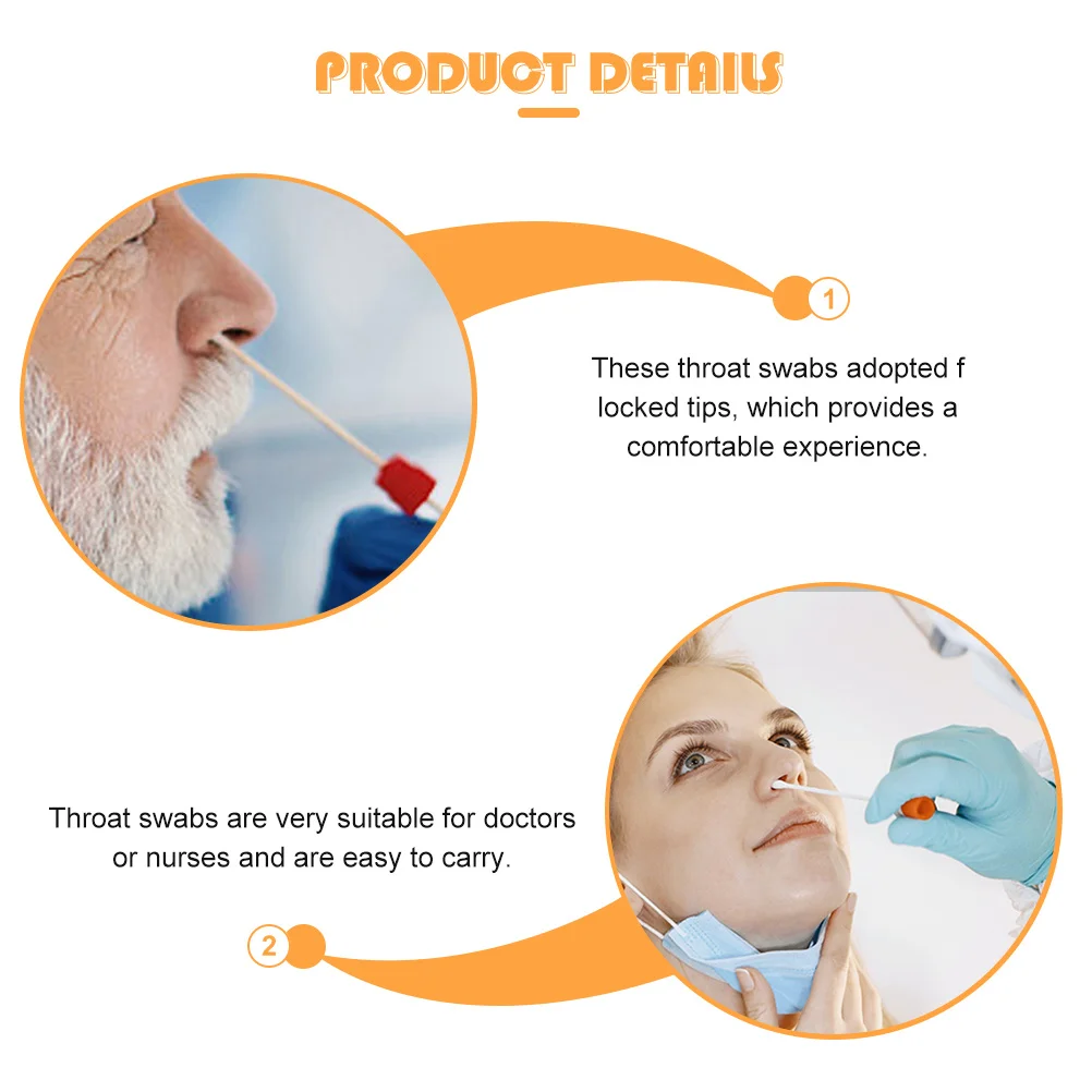 10 قطعة مسحات الحلق القابل للتصرف أطراف متدفقة مصممة خصيصًا للاستخدام في المستشفى سهلة الحمل مسحات متدفقة مسحة الحلق المتدفقة #3