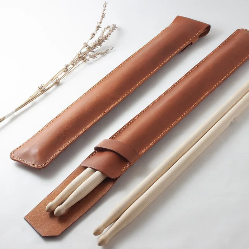 PU Leather Drum Stick Storage Bag Percussive Wood Belt Drum Stick Holster Shelf Drum Mallets Stick Musical Instrument Bag