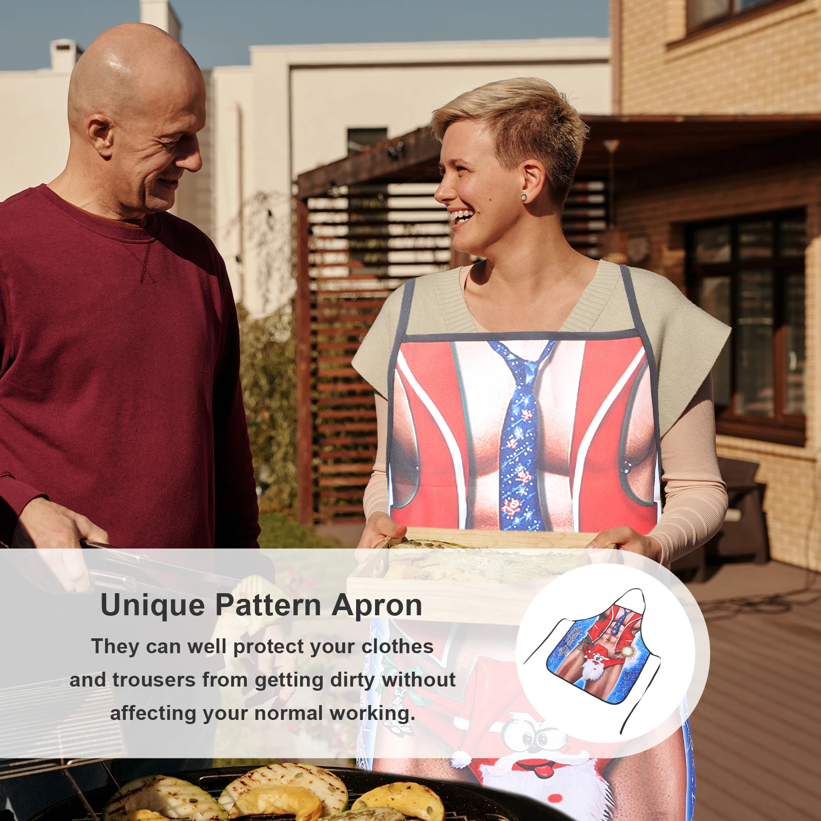 

Christmas Apron Polyester Oil-Proof Anti-Wear for Men Women Cooking Hot Pot Restaurant Home Bbq Multi-Use