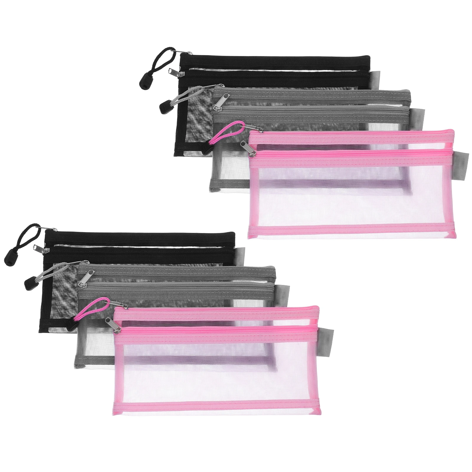 

6 Pcs School Pencil Case Double Zipper Bag Organizer Bags Nylon Pouch Binder Layer Stationery Pouches