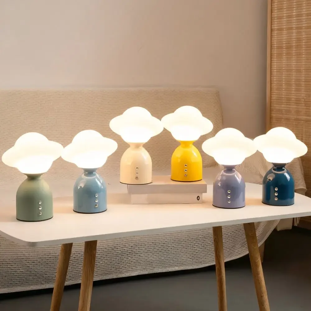 タッチ可能な調光ナイトライトモダンなミニマリストの創造的な装飾テーブルランプタイプc充電式漫画デザインベッドサイドランプ