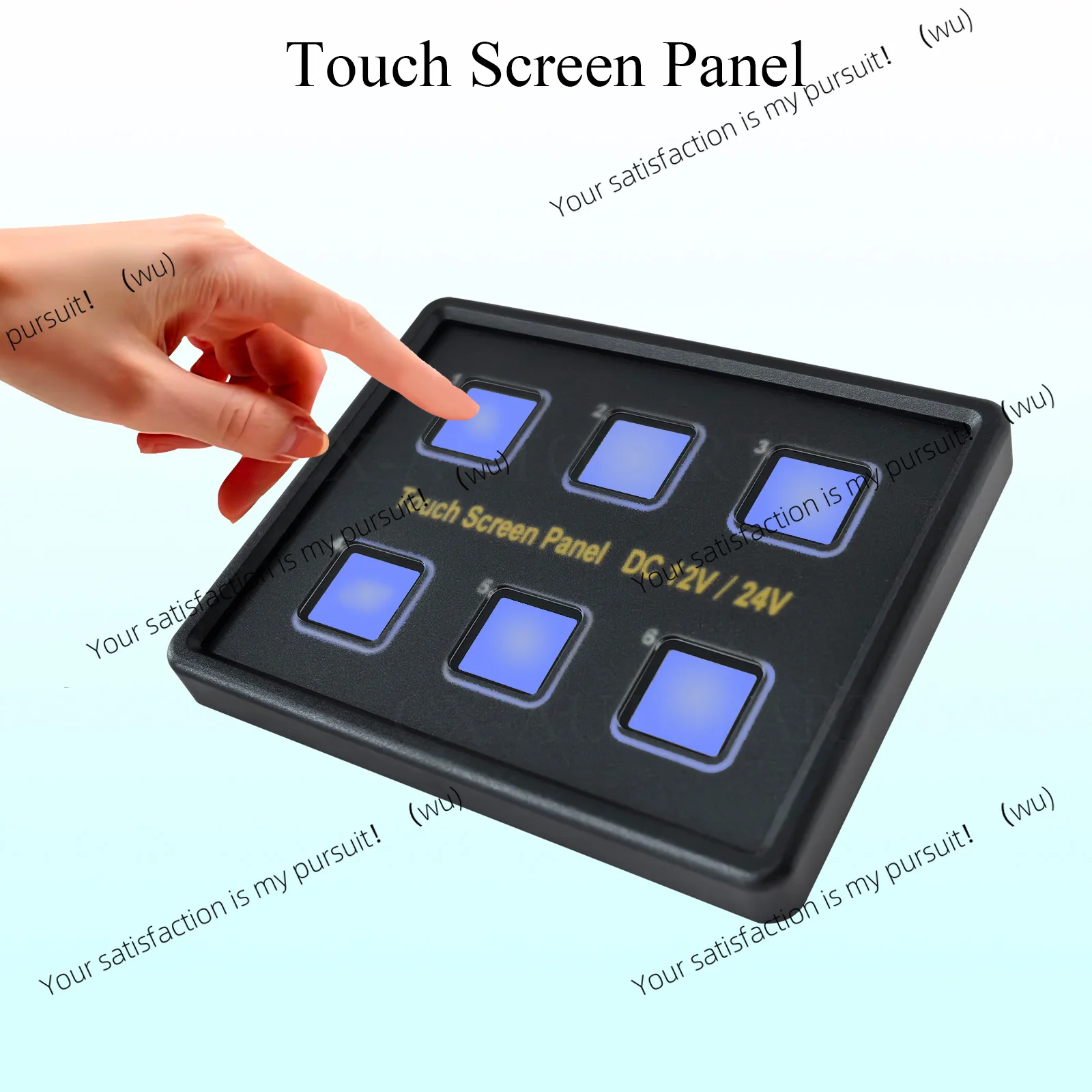 12/24V touch screen switch panel 6 blue LED button switch circuit control panel box, suitable for automobiles, ships, etc