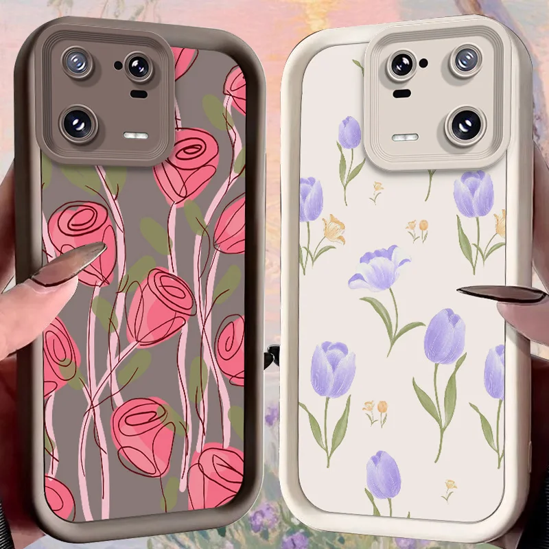 

Purple Tulip Flower Case for Xiaomi Mi 15 Pro 14 14T 13 13T 12 11 Lite 11T POCO X7 X6 5G X5 X3 NFC F6 F5 M7 M6 4G Cover Funda