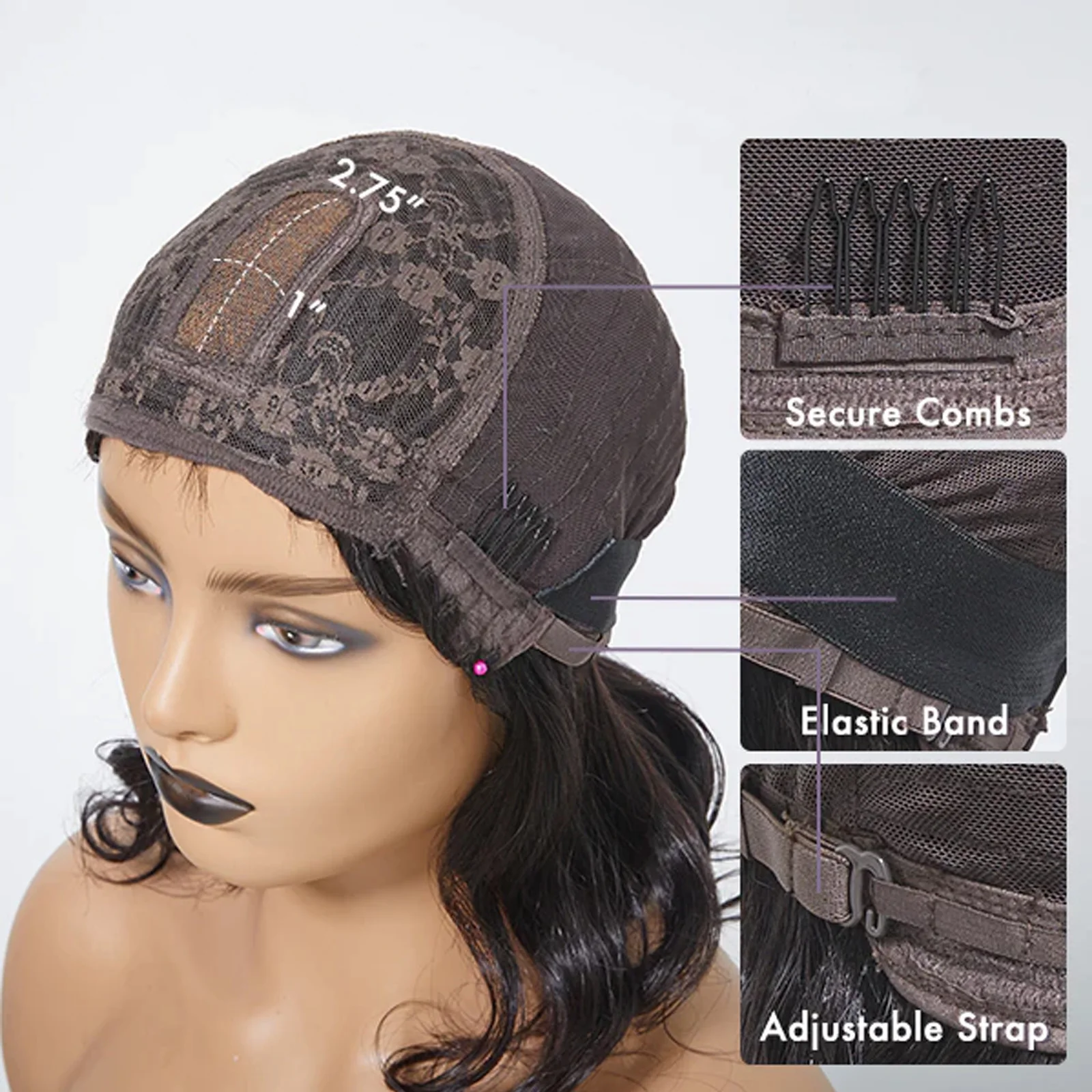 12インチ ストレートボブウィッグ 人毛ウィッグ 密度250 HDレースフロント人毛ウィッグ 前髪付き 2x1 ブラジリアンレミー クロージャーウィッグ