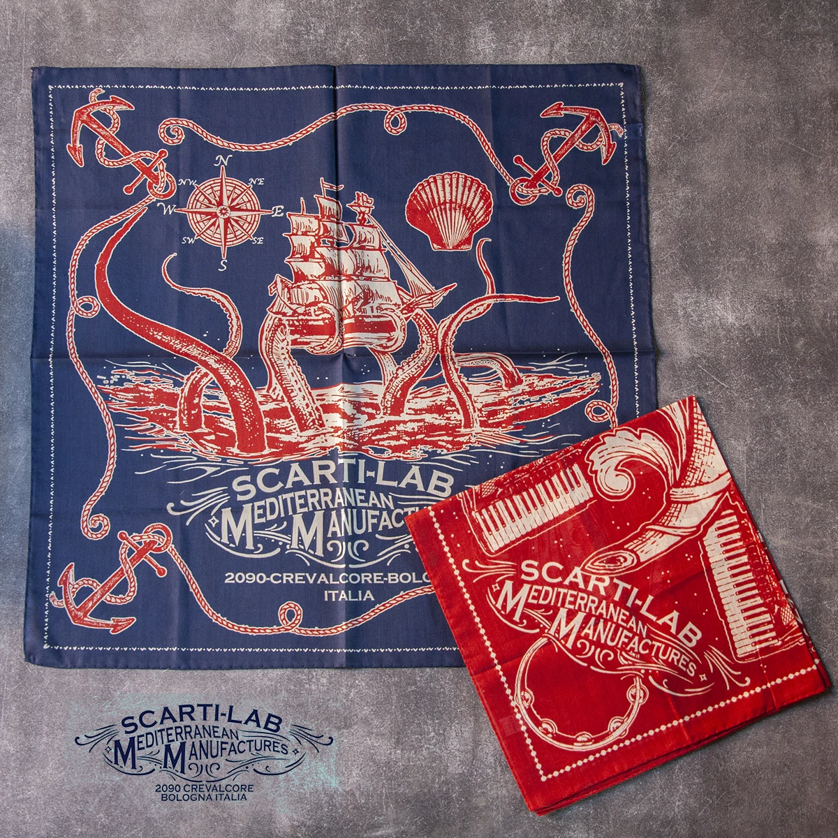 scarti-lab-organic-cotton-vintage-print-square-scarf-faionable-versatile-spring-autumn-winter-accory-for-men-and-women