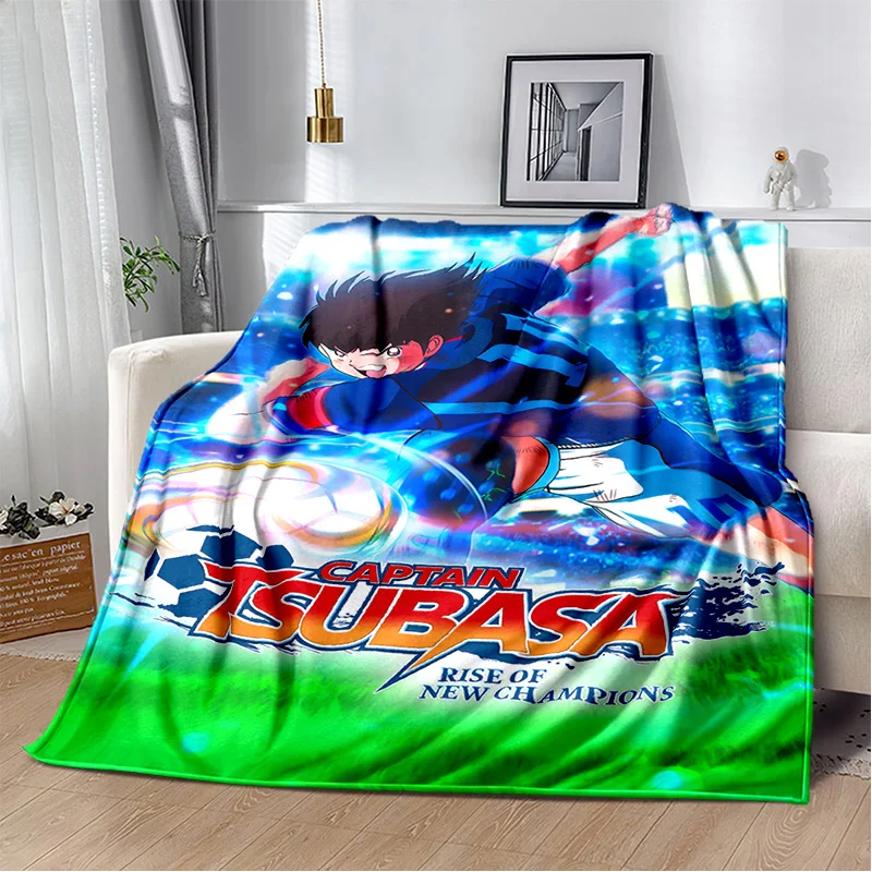 Anime Captain Tsubasa Soccer Cartoon Blanket,Soft Throw Blanket for Home Bedroom Bed Sofa Picnic Travel Office Cover Blanket Kid