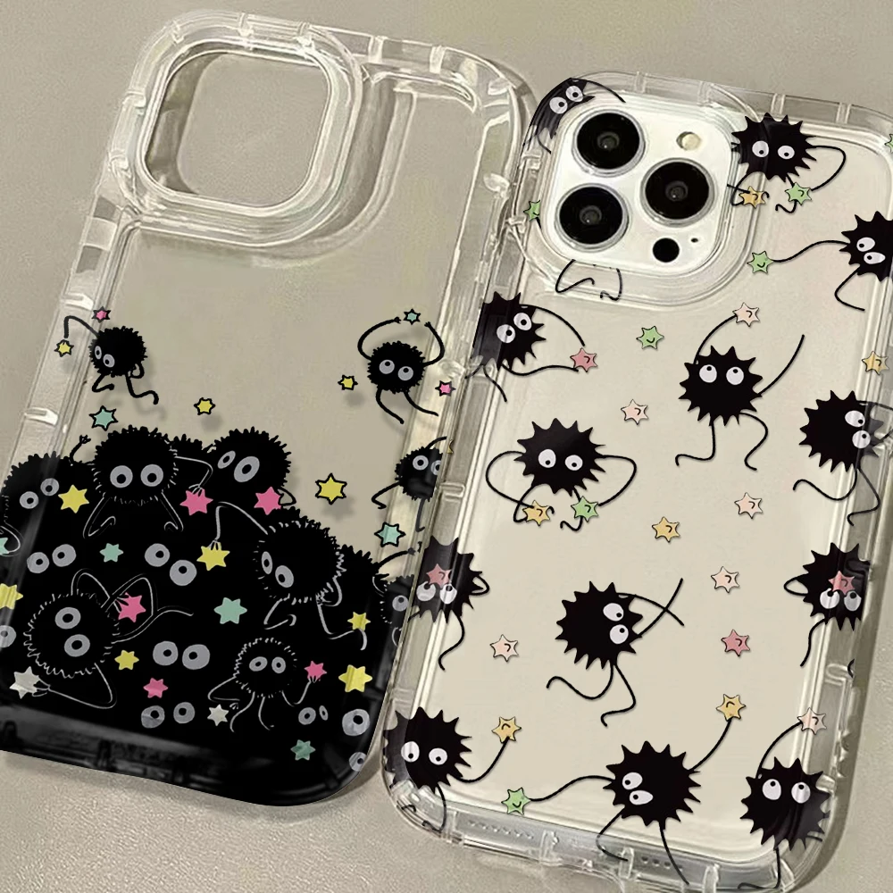 New Hot Cute Black Monster Soot Sprites Phone Case for Samsung Galaxy S25 S24 S23 S22 S21 S20 S10 Note20 Ultra Plus 4G 5G Cover